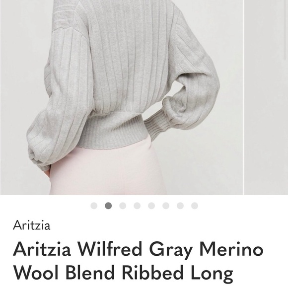 Purchased at BASH. Wilfred crop 50/50 Merino Wool/ Cotton Gray Ribbed Cardigan - Picture 4 of 4